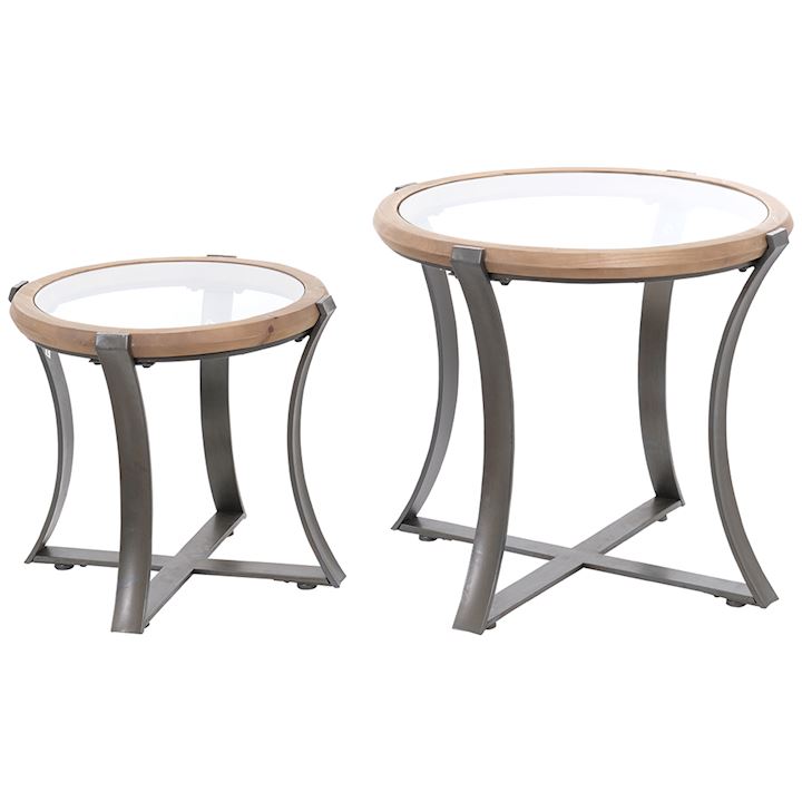 SET OF 2 ROUND TABLES 68x68x61cm/53x53x48cm