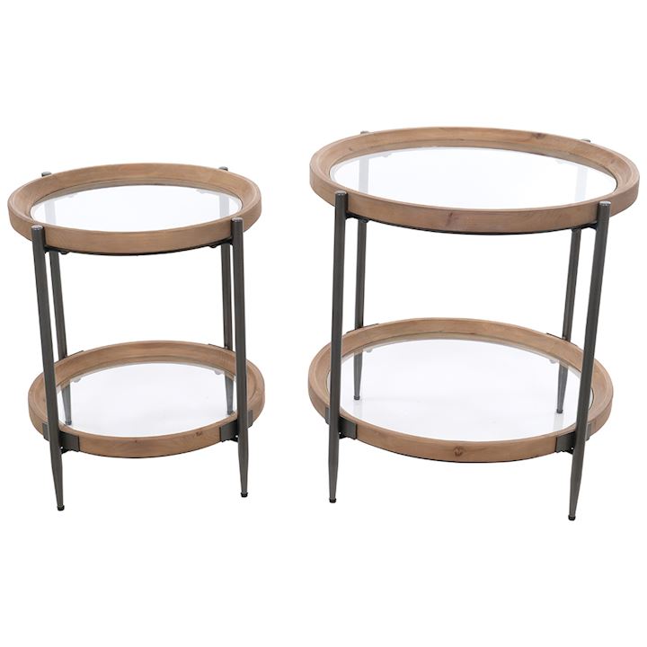 SET OF 2 ROUND TABLES 70x70x66cm/55x55x60cm
