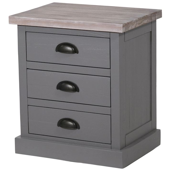 PROMOTION -BOWERY THREE DRAWER BEDSIDE 55x40x60cm