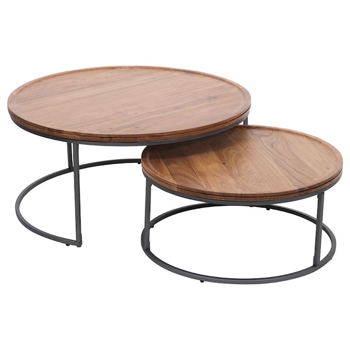 SET OF 2 COFFEE TABLES (L) 84x84x41cm