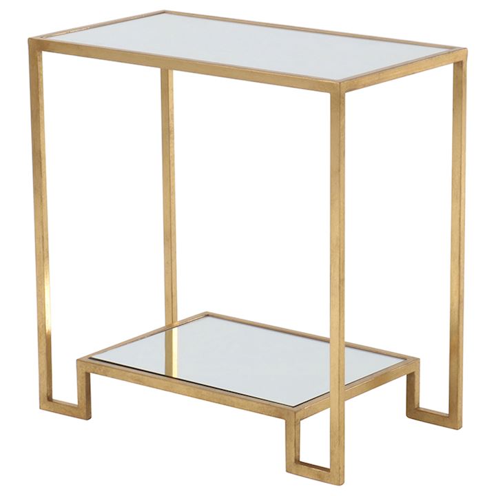 GOLD SIDE TABLE WITH SHELF 66x36x67cm