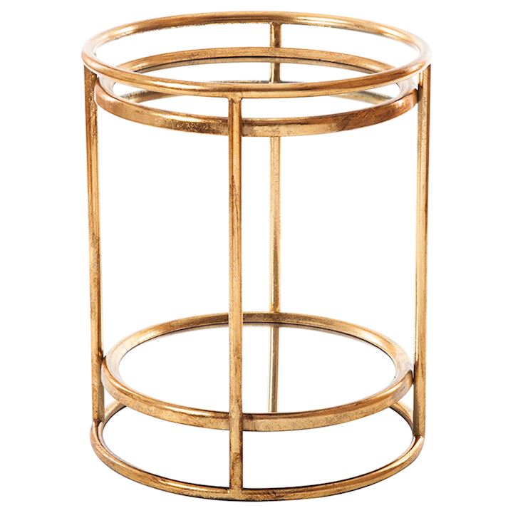 ROUND GOLD SIDE TABLE WITH SHELF 50x50x61cm