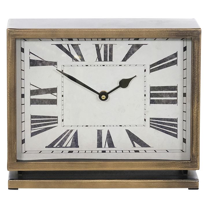 A/Q BRASS RECTANGULAR TABLE CLOCK 28x10x24cm