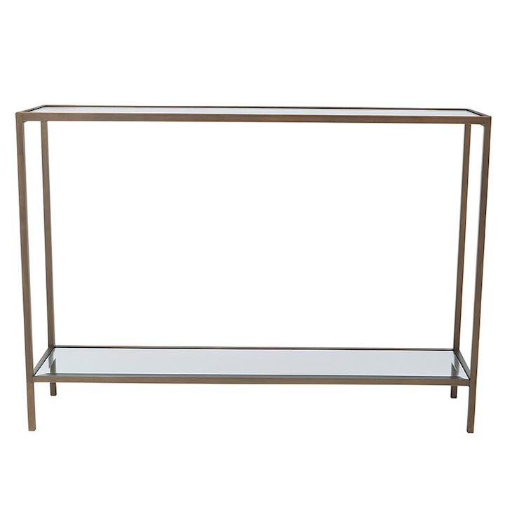 A/Q BRASS CONSOLE WITH MIRRORED TOP 100x25x75cm