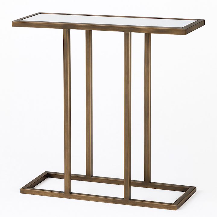 A/Q BRASS SOFA TABLE WITH MIRRORED GLASS 51x21x56cm