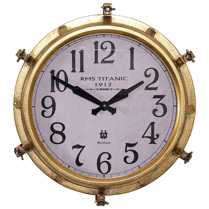 A/Q GOLD TITANIC BELFAST WALL CLOCK 47x47cm