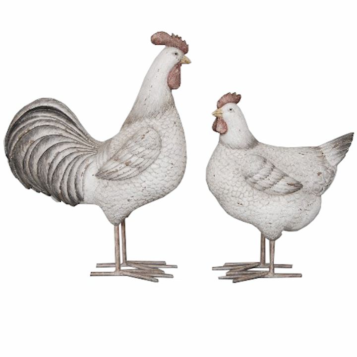 SPECIAL...SET OF 2 ROOSTER/HEN 20x7x16cm Lg.