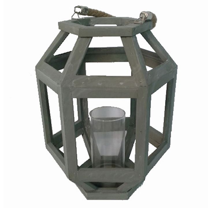SPECIAL...WOODEN LANTERN WITH ROPE  27x24x34cm