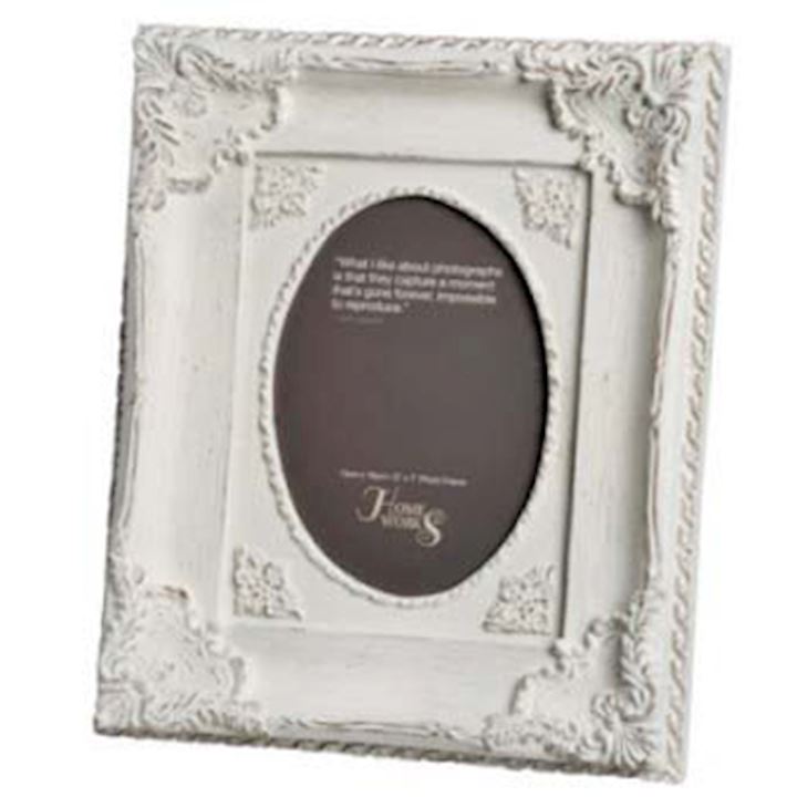 SPECIAL...A/Q WHITE OVAL PHOTO FRAME 4x6