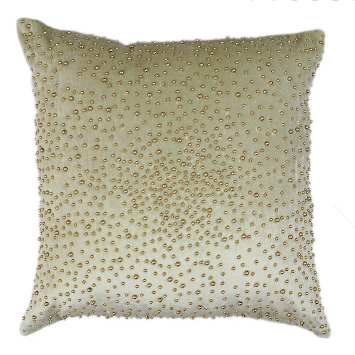 SPECIAL...BEIGE/GOLD BEADED CUSHION 45x45cm