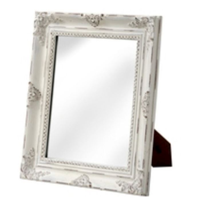 SPECIAL...ORNATE FRENCH STYLE A/Q WHITE MIRROR  27x32cm