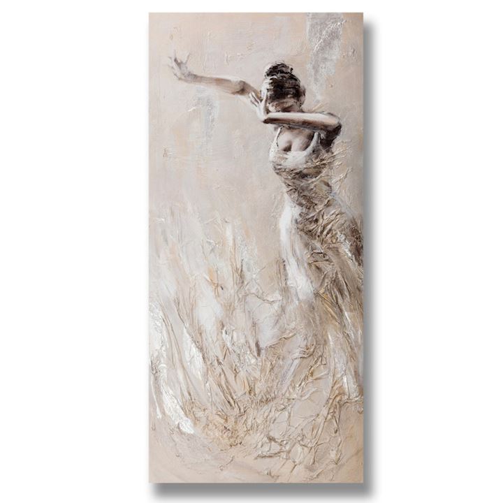 SPECIAL...DANCING LADY IN WHITE OIL PAINTING 100x50cm