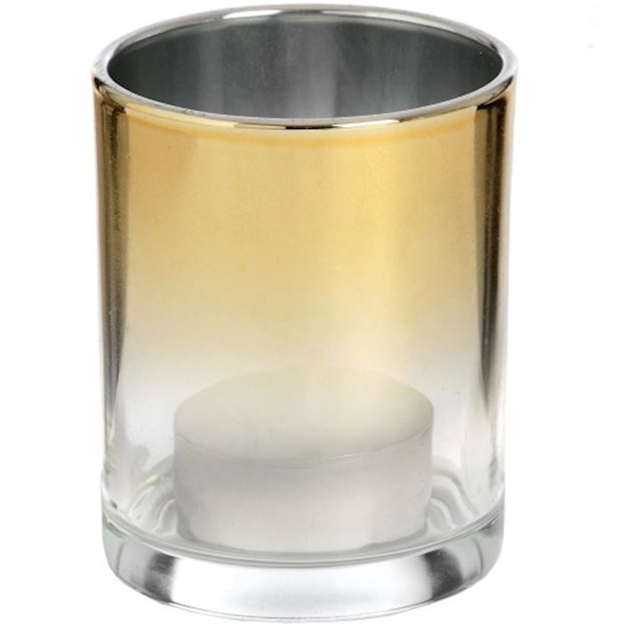 SILVER BRASS OMBRE T-LITE HOLDER 7x8cm