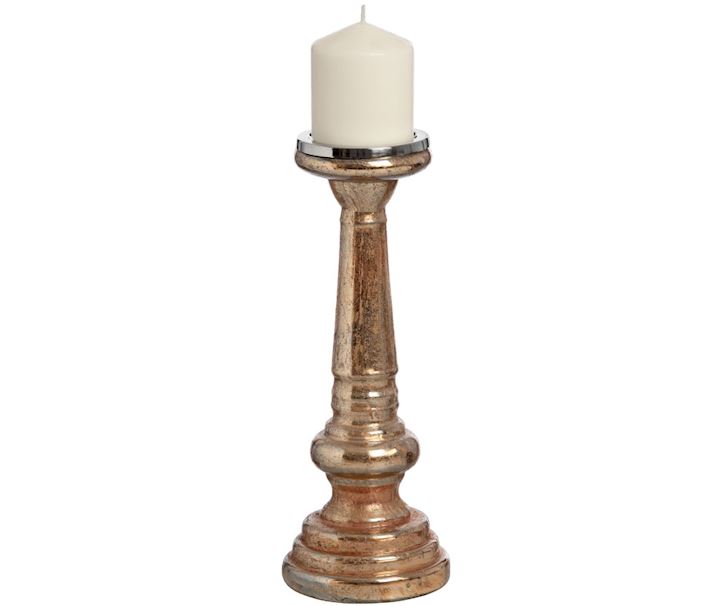 ROSE GOLD METALLIC LUSTRE GLASS CANDLE STAND