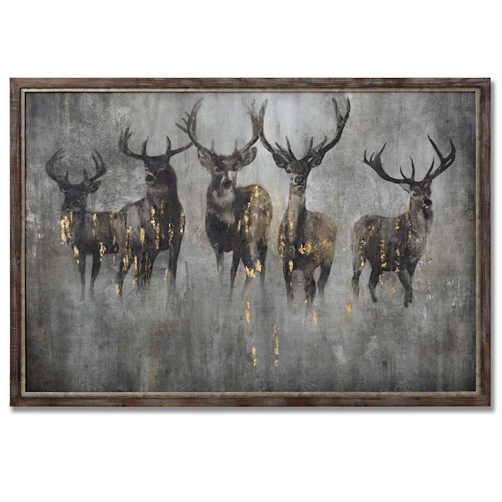 LARGE CURIOUS STAG PAINTING ON CEMENT 100x150cm
