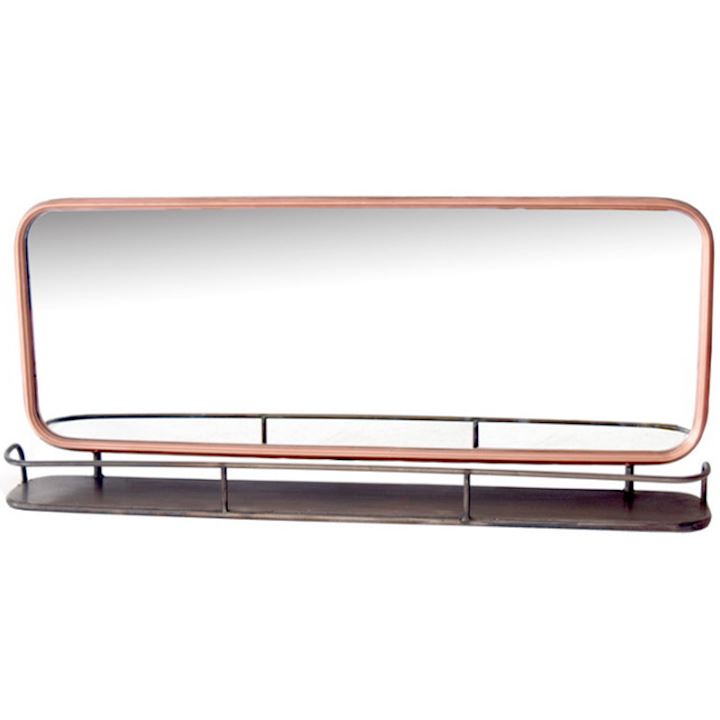 COPPER WALL MIRROR WITH SHELF 79x13x35cm
