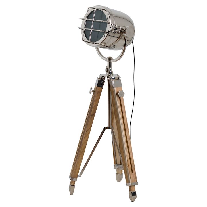 NICKEL INDUSTRIAL SPOTLIGHT TRIPOD LAMP 31x30x140cm