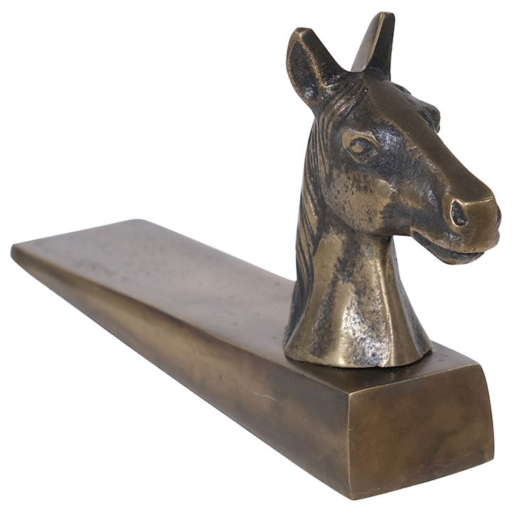 A/Q BRASS HORSE DOOR STOP 17x4x9cm