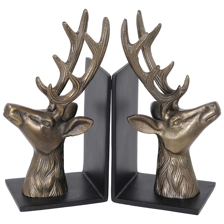 A/Q BRASS STAG BOOKENDS 28x10x23cm