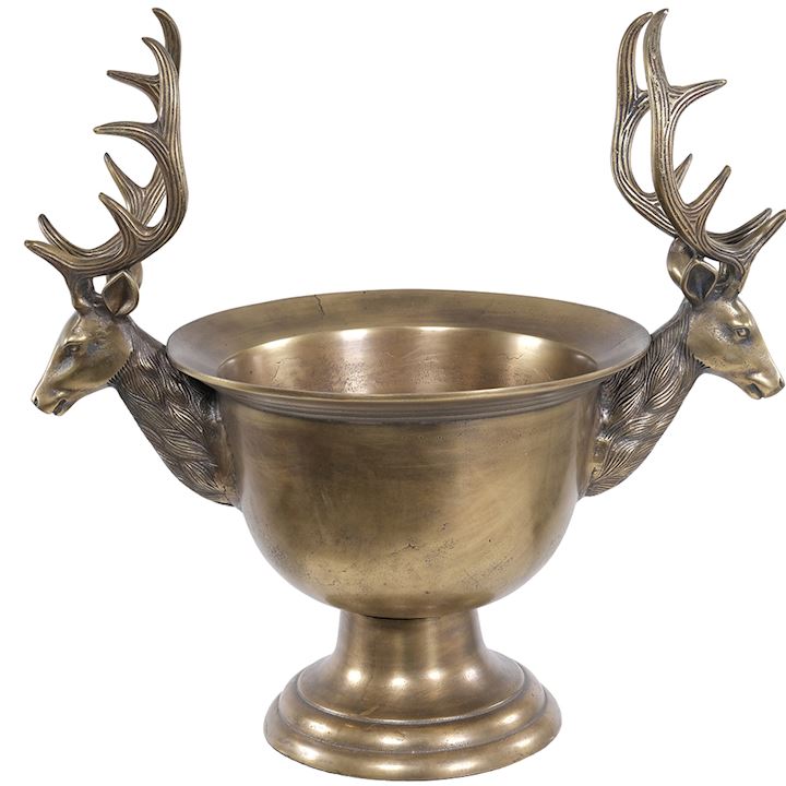 LARGE A/Q BRASS STAG WINE COOLER 62x41x60cm