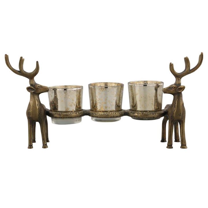 A/Q BRASS STAG VOTIVE CANDLE HOLDER 30x7x14cm