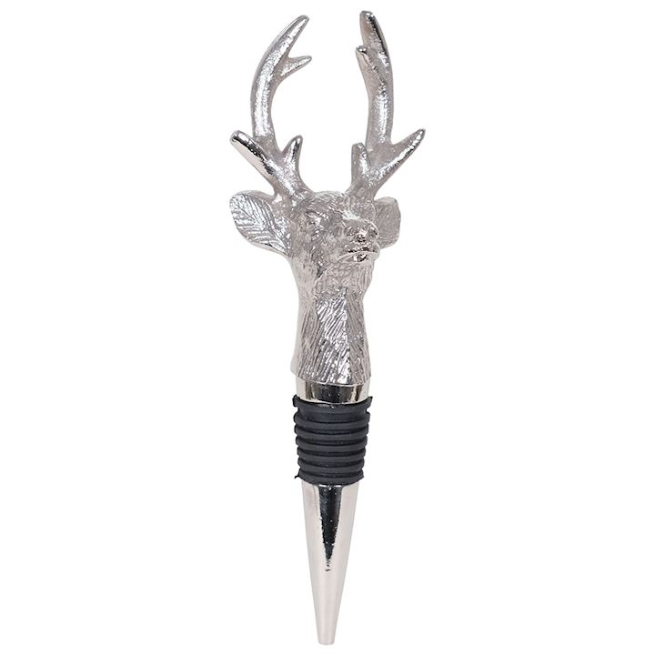 NICKLE STAG BOTTLE STOPPER 6x6x17cm