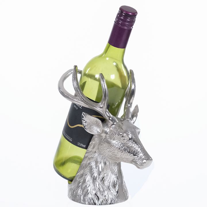 NICKLE STAG HEAD WINE HOLDER 18x14x22cm