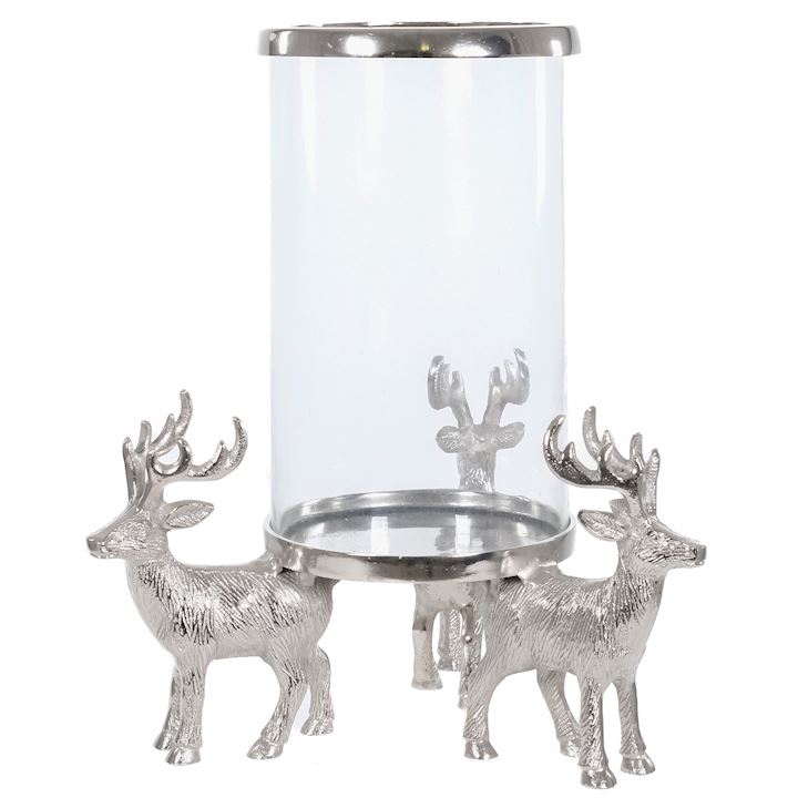 NICKLE STAG CANDLE LAMP 26x26x36cm