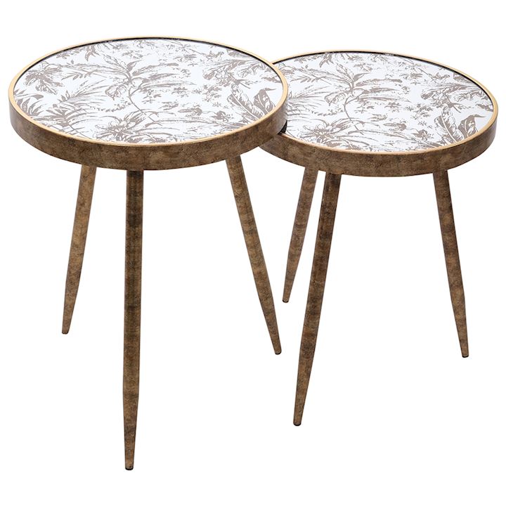 SET OF 2 GOLD TABLES L:45x45x60cm S:45x45x55cm