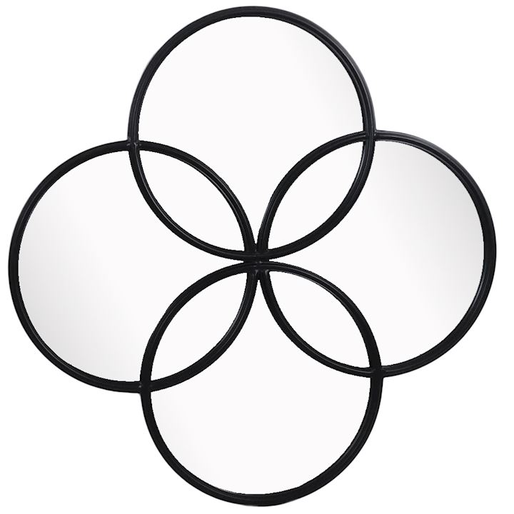 BLACK FOIL CIRCLE OF LIFE MIRROR 90x90cm