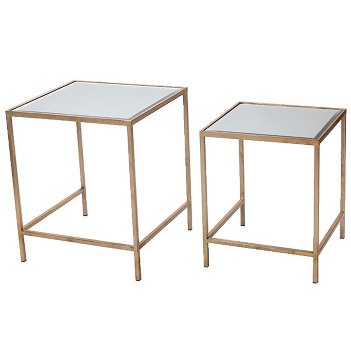 SET 2 GOLD NEST OF TABLES L:52x52x62cm S:44x44x54cm