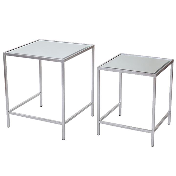 SET 2 SILVER NEST OF TABLES L:52x52x62cm S:44x44x54cm