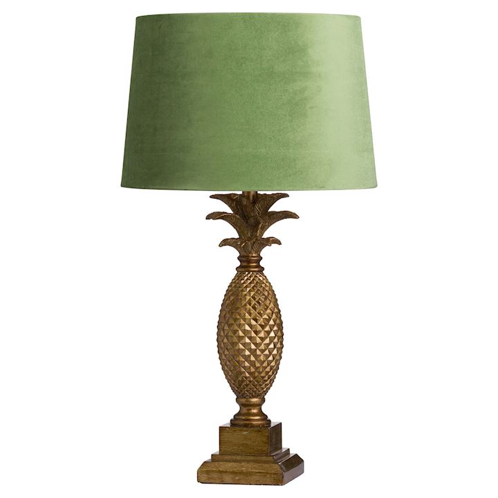 A/Q GOLD TALL PINEAPPLE LAMP WITH GREEN SHADE 72cm