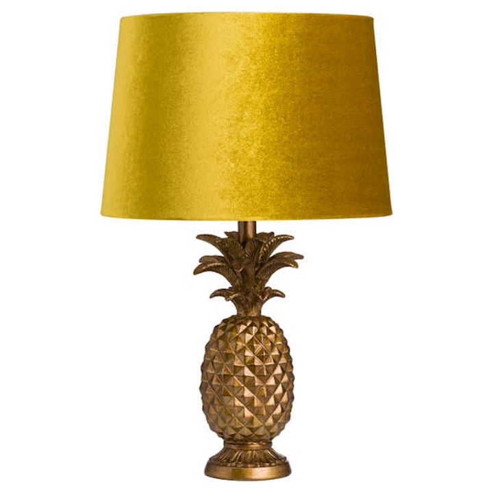 A/Q GOLD PINEAPPLE LAMP WITH GREEN SHADE 61cm