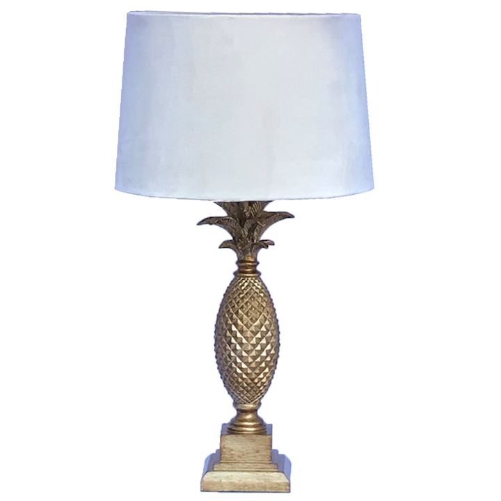 A/Q GOLD TALL PINEAPPLE LAMP WITH CHALK SHADE 72cm