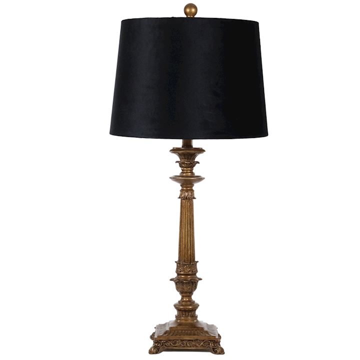 A/Q GOLD TABLE LAMP WITH BLACK VELVET SHADE  78cm