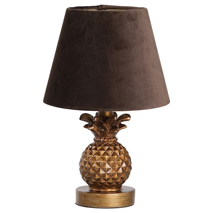 A/Q GOLD PINEAPPLE LAMP WITH MOCCA SHADE 20x20x34cm