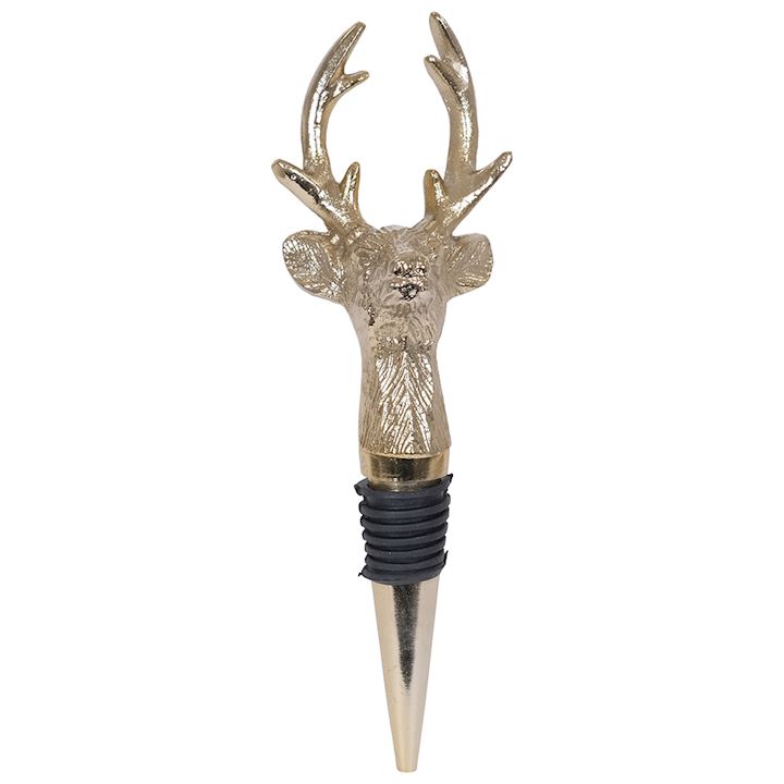 GOLD STAG HEAD BOTTLE STOPPER  6x5x9cm