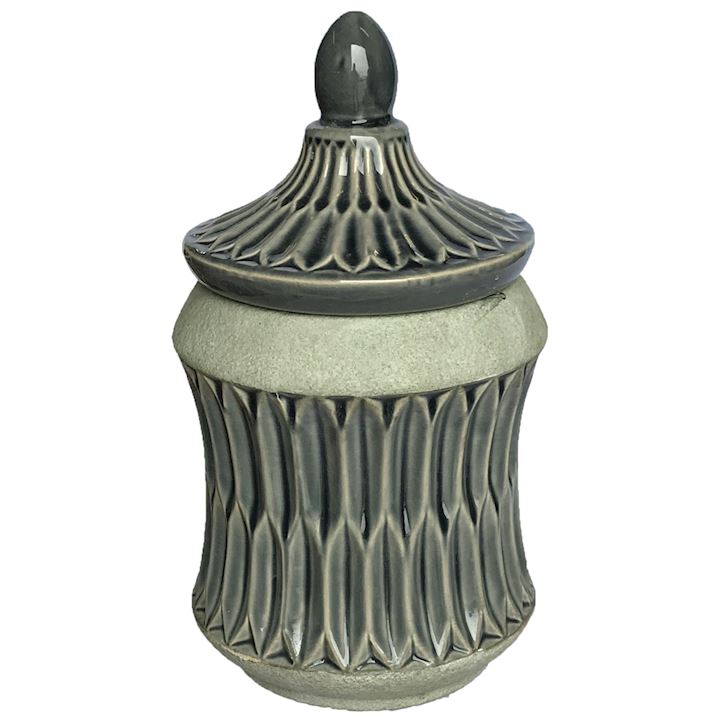 GREY STORAGE JAR 25cm