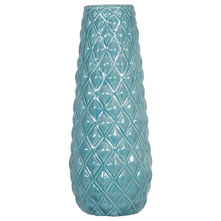 TEAL VASE 16x16x41cm