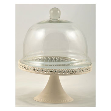 CAKE STAND W/DOMED GLASS 20.5cm