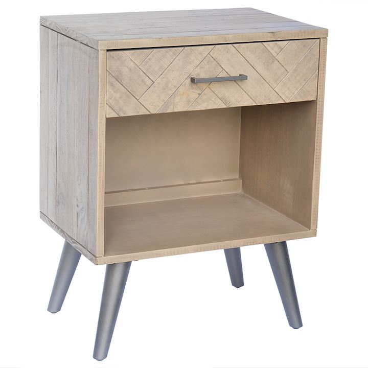 HAVANA GREIGE END TABLE WITH 1 DRAWER 60x40x78cm