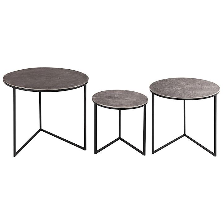 SET OF 3 ROUND TABLES (L)60x51cm (M)49x46cm (S)38x38cm