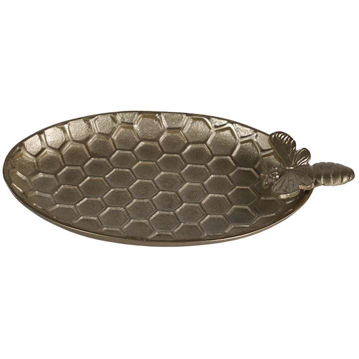 HONEYCOMB CHAMPAGNE OVAL TRAY 35x22x4cm