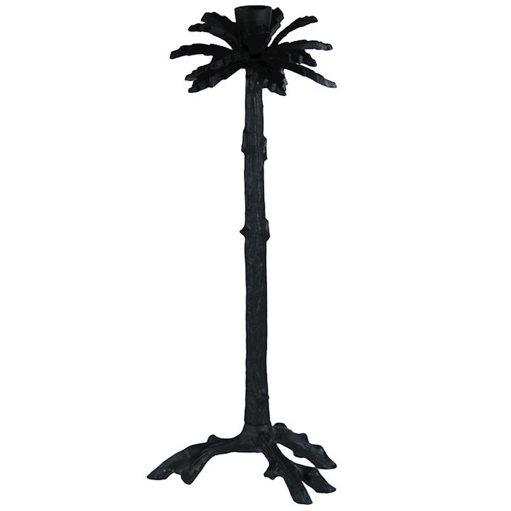 BLACK PALM TREE CANDLE HOLDER 44cm