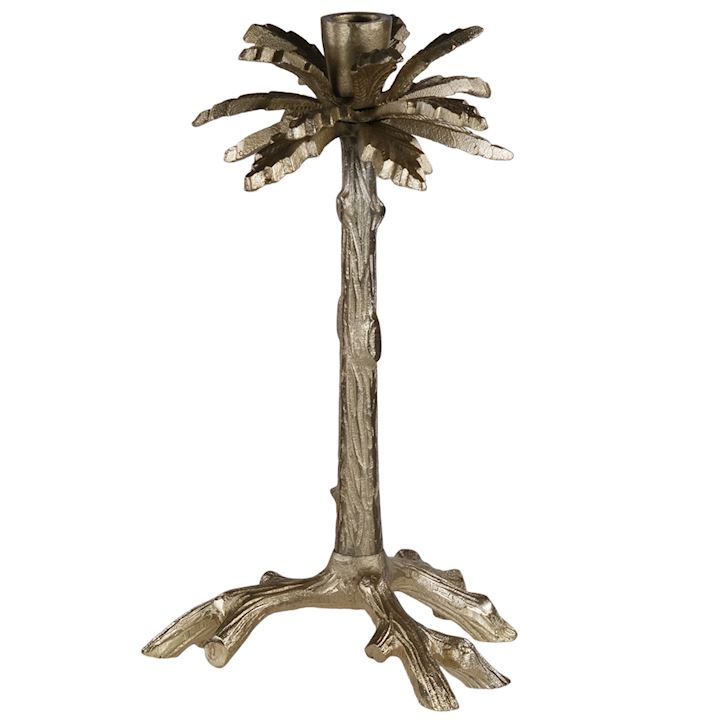 CHAMPAGNE PALM TREE CANDLE HOLDER 31cm