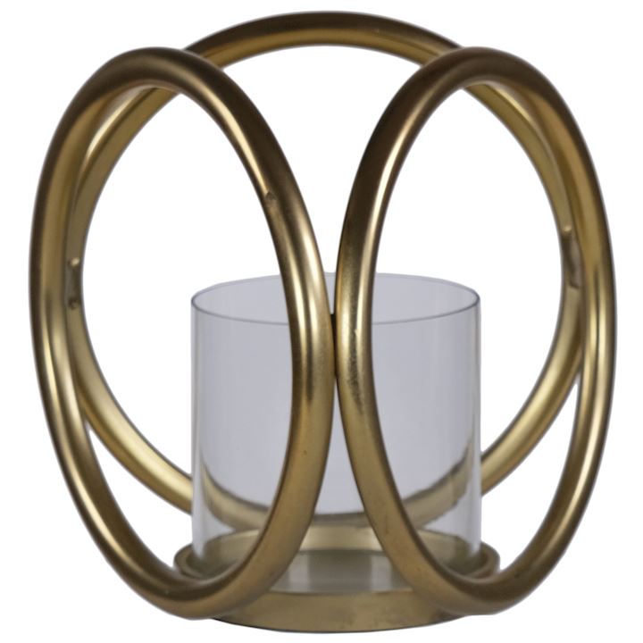OSLO CHAMPAGNE 3-RING CANDLE HOLDER 19x19x18cm