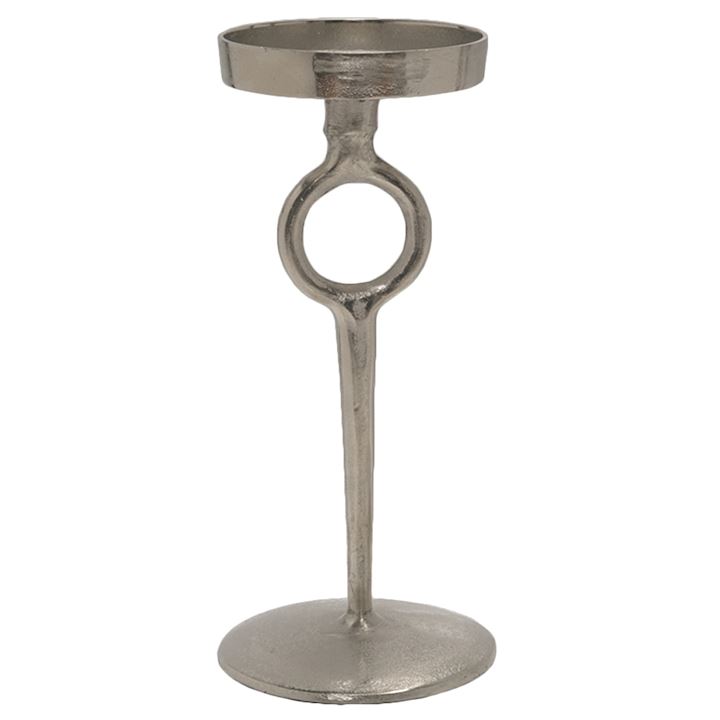 OHLSON SILVER CAST D�COR CANDLE STAND 34cm