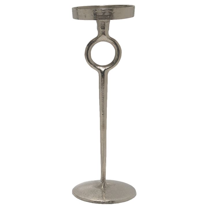 OHLSON SILVER LARGE CAST D�COR CANDLE STAND 45cm