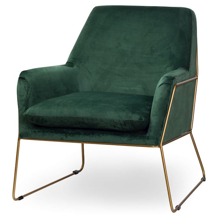 FRAMED EMERALD GREEN VELVET CLUB CHAIR 80x82x84cm